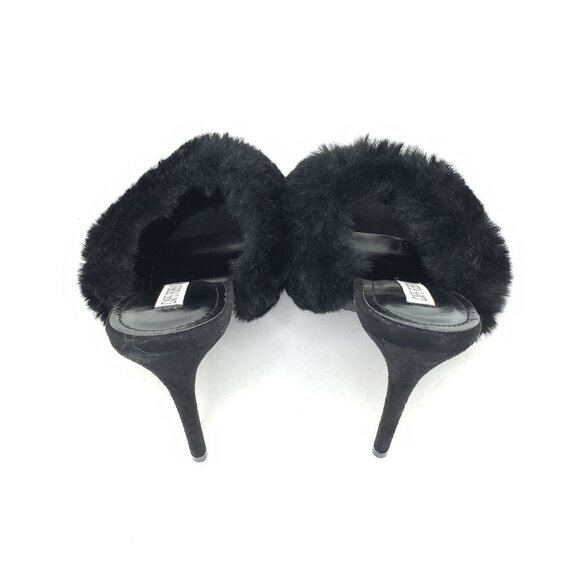 Cape Robbin Savage Black Faux Fur Pointed Toe Stiletto Mule Heels 8.5 - Picture 5 of 12